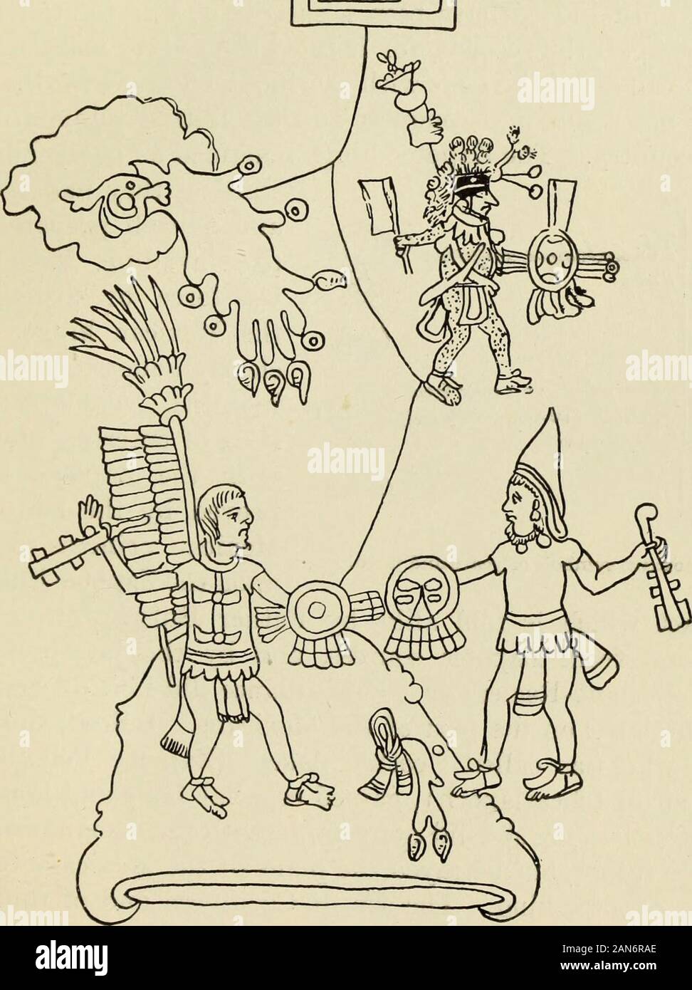 Mexikanischen und Zentralamerikanischen Antiquitäten, Kalender, und Geschichte;. seler] ER AKCIENT ZAPOTEC LAND 263 Mexicana der Aiibin Sammlung erwähnen nur Xochitlan andAmaxtlan (Abbildungen 50 und 57). Nach den Berichten von theMexican Kaufleute, die für uns in der Arbeit von FatherSahagun erhalten sind,^ dieser Expedition nach Chivay war eine unabhängige Enter-prise der großen Händler von Mexiko, Tlatelolco und die otherallied Städte. Sie waren vier Jahre belagert, die Geschichte geht, in o o o o o m. Abb. 56. Kampf Szene aus mexikanischen Malerei, Aubin-Goupil Sammlung. Quauhtenanco (Fore Stockfoto