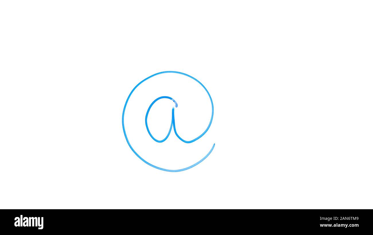 Am Schild auf Glas geschrieben, e-mail Symbol verbindet Benutzer- und Domänennamen, Internet Stockfoto