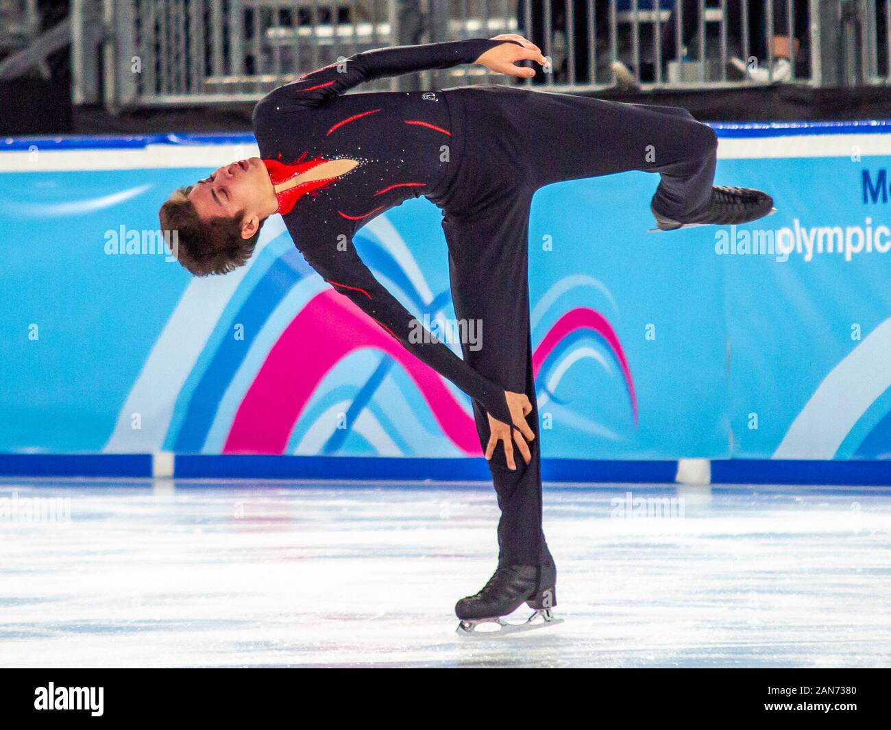 Lausanne, Schweiz. 15. Jan 2020. Nikolaj Memola von Italien in Aktion während gemischt der Männer NOC Einzellauf, bei Tag 6 der Lausanne 2020 Winter Youth Olympic Games, in Lausanne Eishalle. Credit: Iain McGuinness/Alamy leben Nachrichten Stockfoto