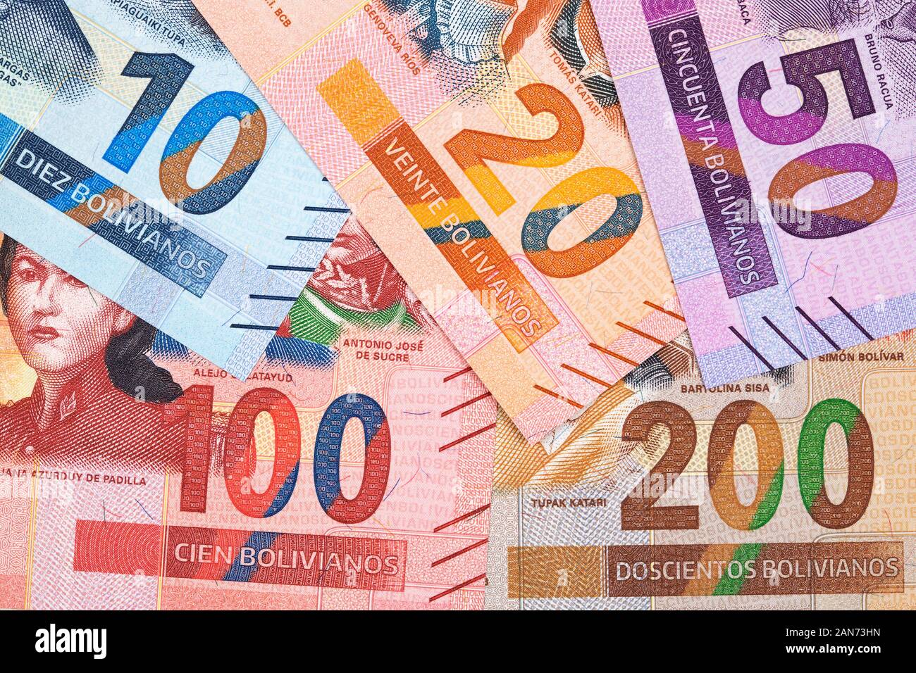 Geld - bolivianische Boliviano einen geschäftlichen Hintergrund Stockfoto