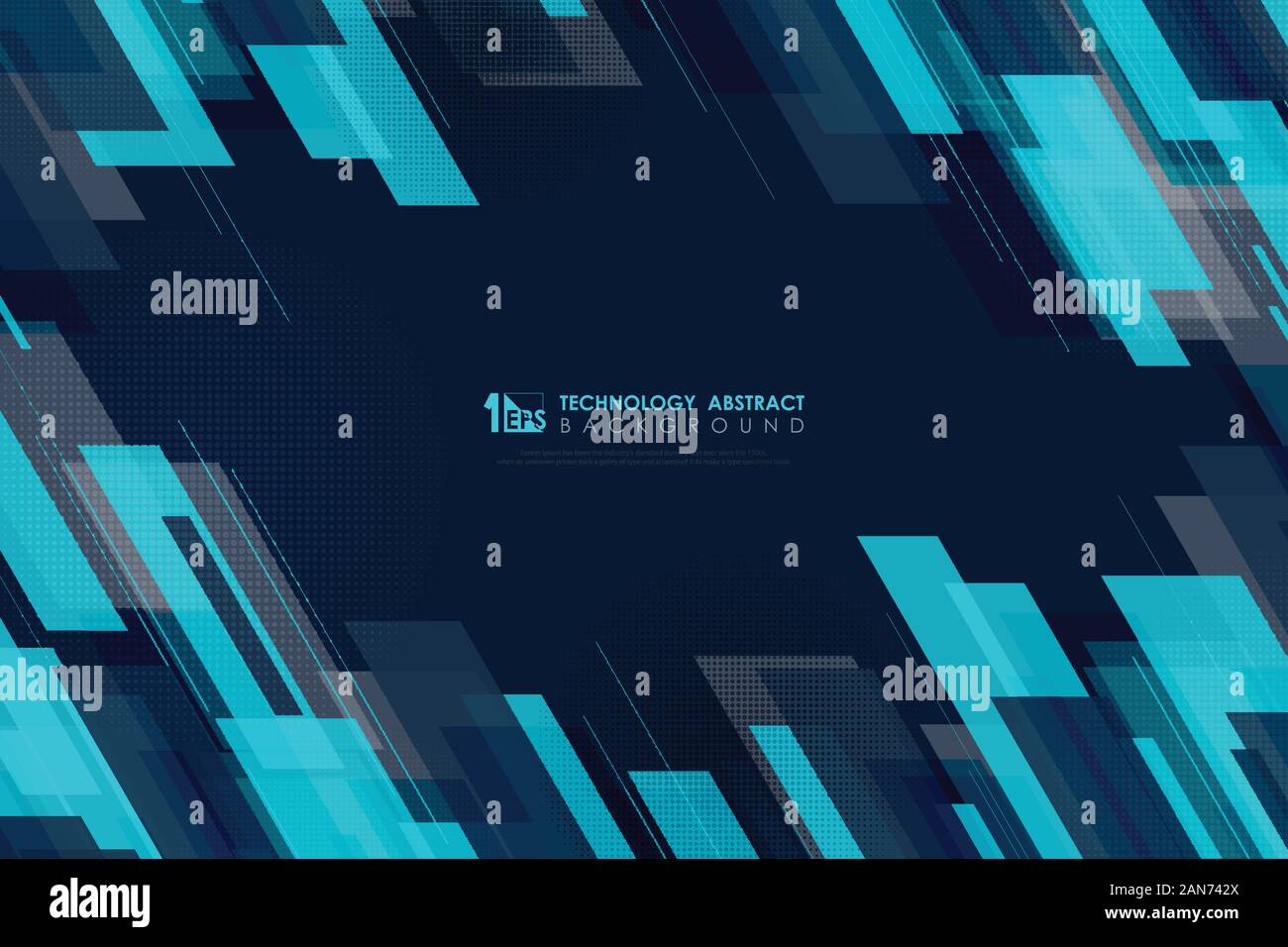 Abstrakt Blau square überlappen Entwurf der geometrischen Muster auf blauem Hintergrund. Für Poster, ad, Kunstwerke schmücken, Template Design. Illustration Vektor ep Stock Vektor