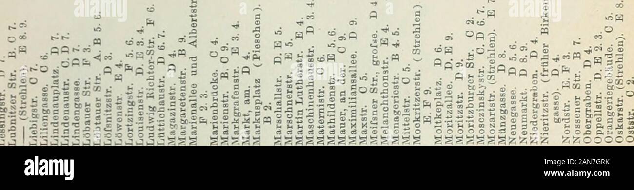 Brockhaus' Konversations-Lexikon. e) jugleid eifenbobnbrÃ¼de, ift 231 m lang, 20 m breit, bat 12 Sogen Don Ã¼ber 28 m Â© pannung unb fefetfid) fÃ¼blid) lanbeinwÃ¤rts Nicken) eine lange Â© tredeals SSiabutt fort (Â® efamtlÃ¤nge 1742 m); fie wirbbemnÃ ¤ djft Derbreitert erbeblid). StromaufwÃ¤rts ber 2 lbertbrÃ¼de iiiguftusbrÃ¼de bie 21, 1875 - 77 für 2075 000 2) t. erbaut, Derbinbet bie^iirnaifdje Sor=ftabt mit SReuftabt, ift 316 m lang, 18 m breit, mit-â ¢^â ¢ Sils j * c5 - Cà ¤ "rt a a) O1c! -. EM â Â".-:;. MO. fa ci t, (2 £ o.E ich 9 3 2-3; wwai 9^â99 2 22.3.3Â"-â ¢ SoSS. 3 C-J Ã¼ oHw - 85 0 "fiO 3 Stockfoto