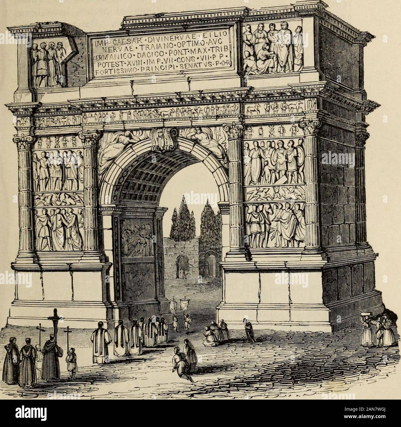 Handbuch der Archäologie, ägyptische, griechische, etruskische und römische. rble, andconsists des einen großen Bogen, mit einer kleineren je eins an jeder Seite, miteinem laterale Kommunikation von einem zum anderen. Es ist ornamentedwith acht kannelierten Säulen, Composite und Reliefs an jeder vorderen.4. Der Triumphbogen des Konstantin errichtet wurde durch den Senat zu Ehren ofConstantines Sieg über Maxentius. Dies ist die grösste und mostimposing der Bögen in Rom, besteht aus einem grossen Bogen, mit asmaller je eins an jeder Seite, und ist mit acht Corinthiancolumns, Statuen von Dacian gefangenen überwunden verziert. Die Reliefs wit Stockfoto
