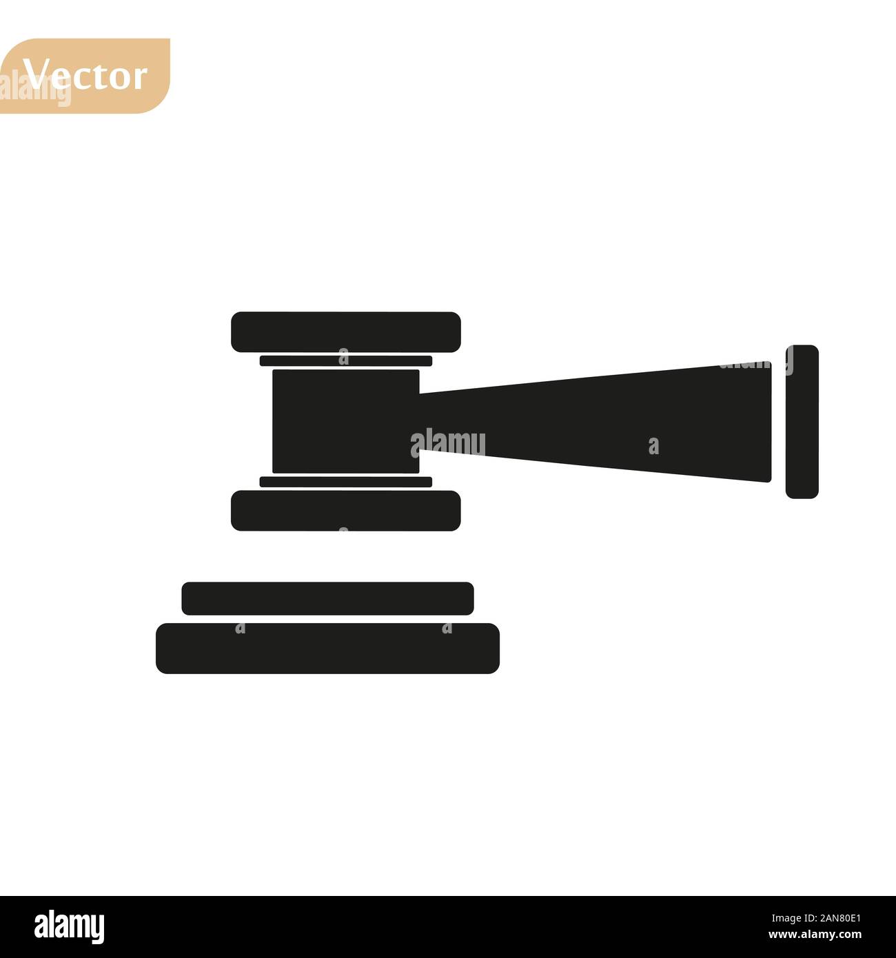 Beurteilen Sie den Gavel Icon Vector. Einfaches flaches Symbol. Perfektes schwarzes Piktogramm auf weißem Hintergrund. Stock Vektor