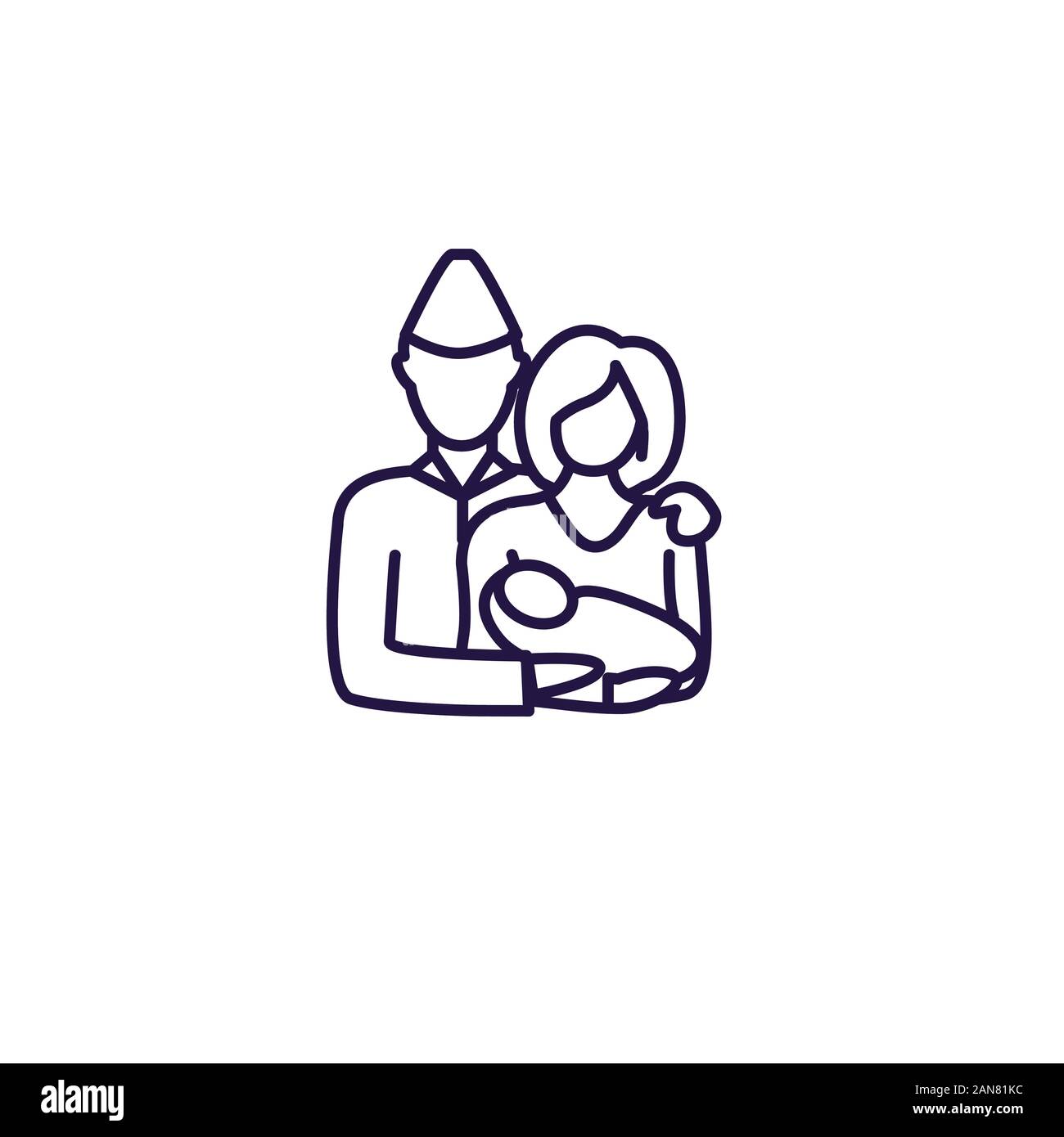 Große Generation Symbol w Soldat und Frau Holding Baby Stock Vektor