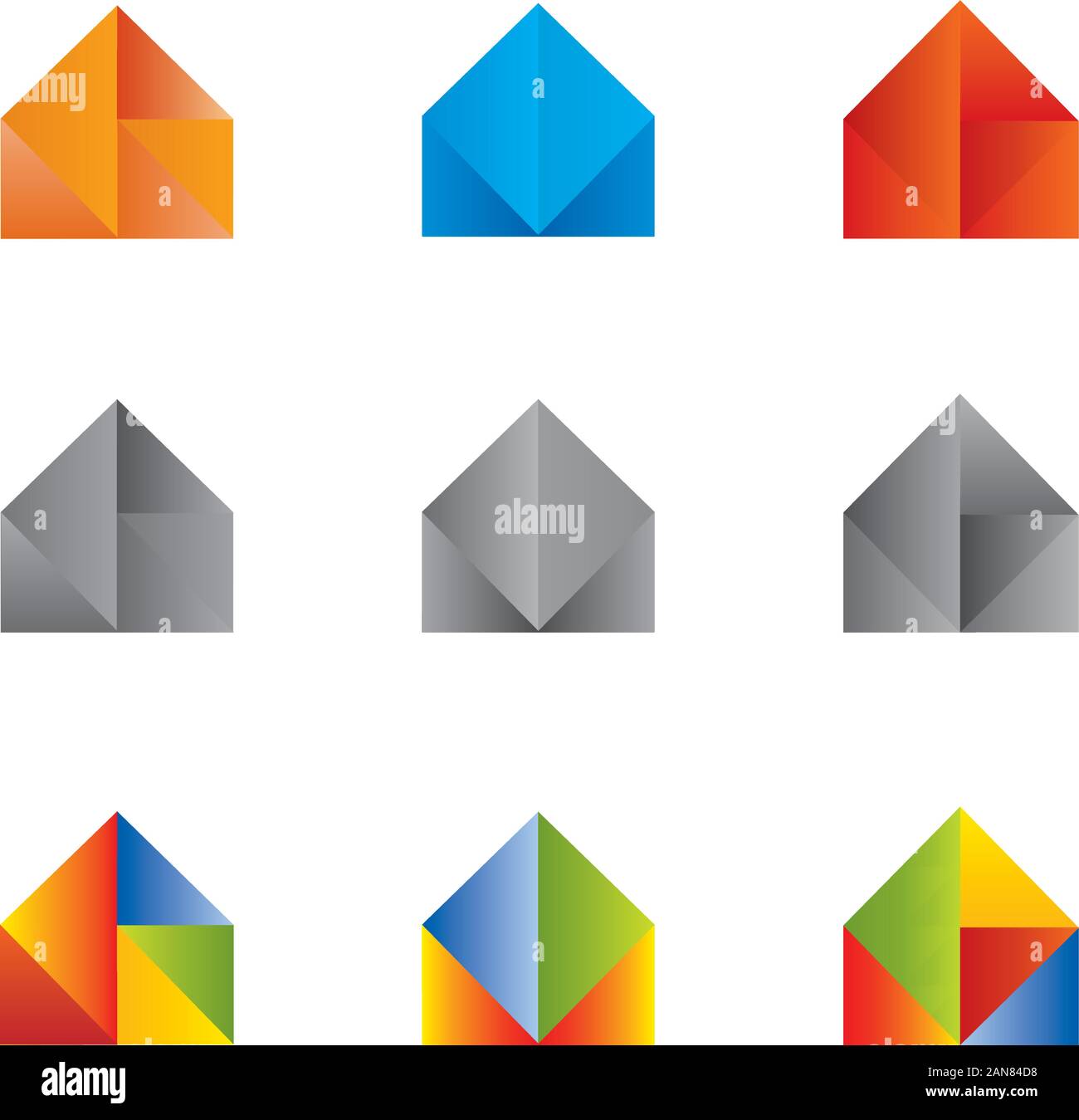 Reihe von Icons und Logos der Häuser in mehreren Farben Stock Vektor