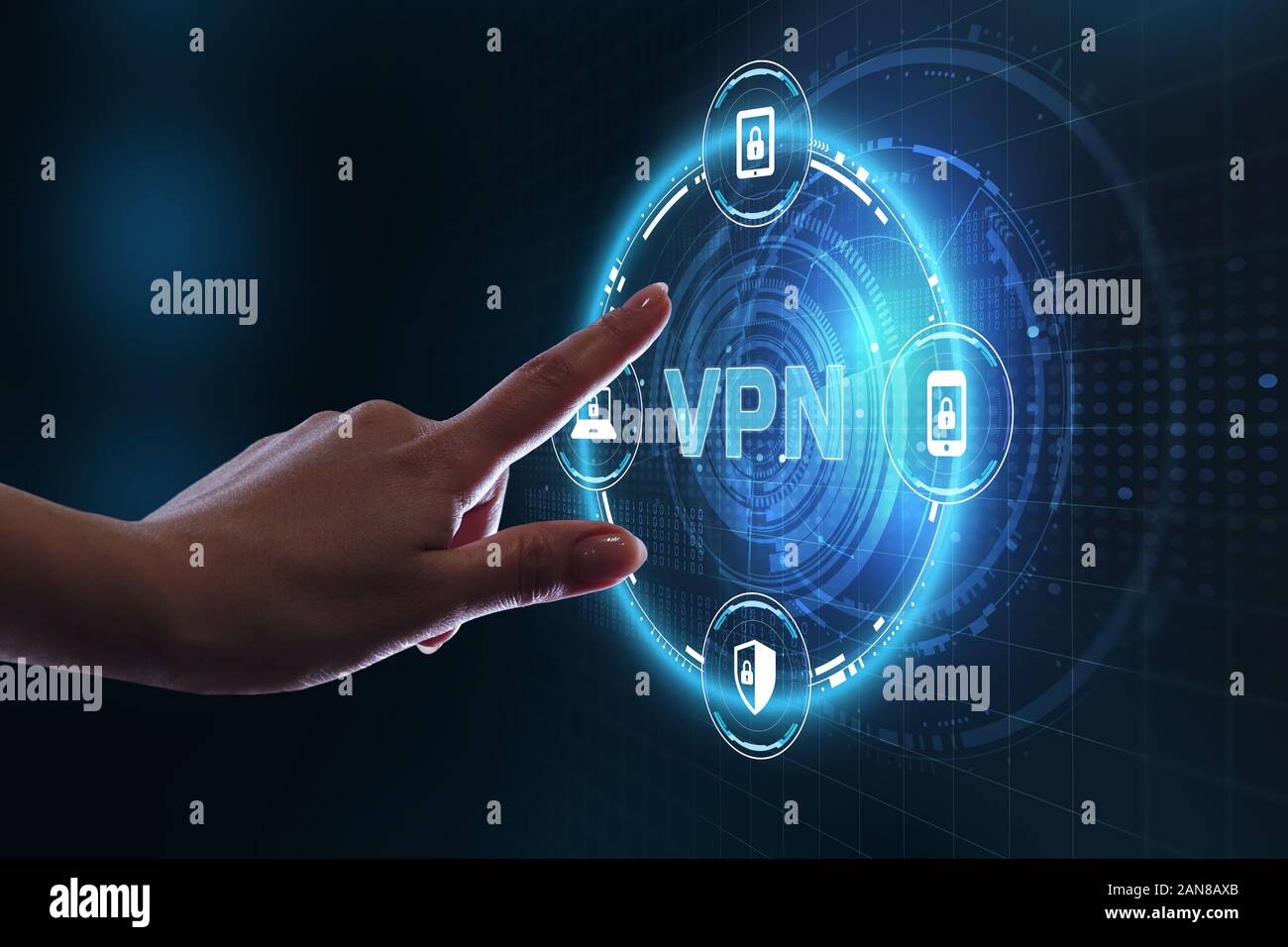 Wirtschaft, Technologie, Internet und Netzwerk Konzept. VPN-Netzwerk sicherheit internet Datenschutz Verschlüsselung Konzept. Stockfoto