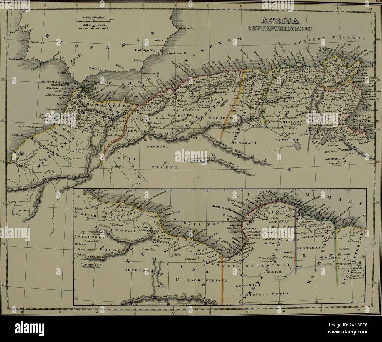 Ein klassischer Atlas, antike Geographie zu veranschaulichen: In 25 Karten, zeigt die verschiedenen Bereiche der Welt, wie sie in der Antike bekannt, komponiert aus den authentischsten Quellen: Mit einem Index der antiken und modernen Namen. -^, M^^ ua. p. ^ Scombraria v&lt;^SaZunii-Pr&lt; **&lt; v tONDOST. E-DBLISHJ 2 | von W. TEG &. &. C&lt;". Stockfoto