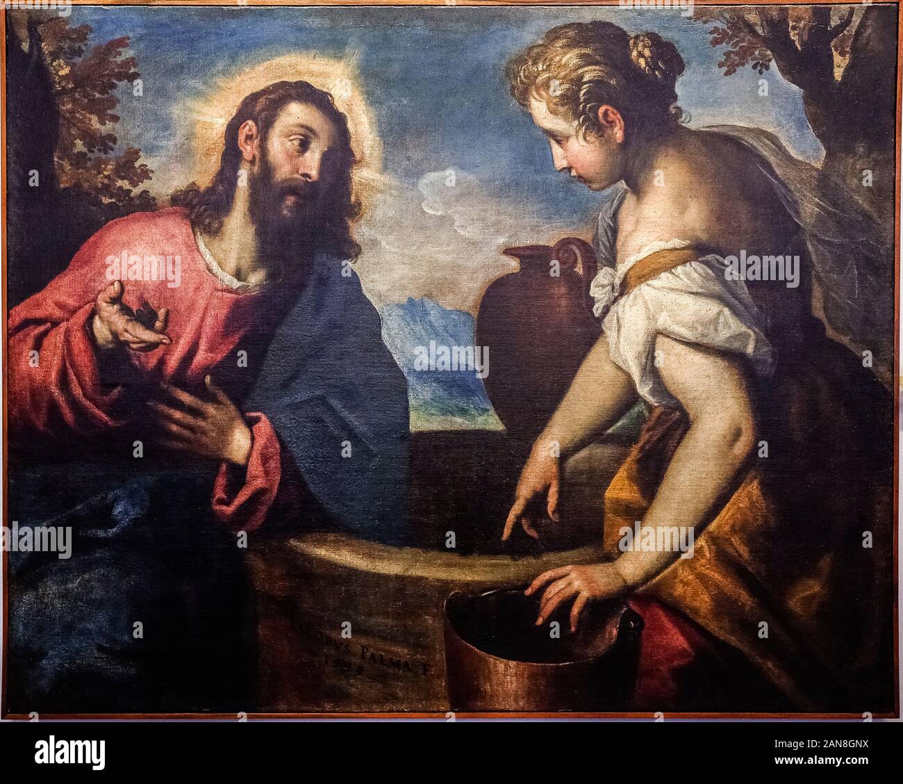 Italien Ligurien Genua - Musei di Strada Nuova - Palazzo Bianco - Jacopo Nigreti detto Palma il Giovane - Jesus und die Samariterin Stockfoto