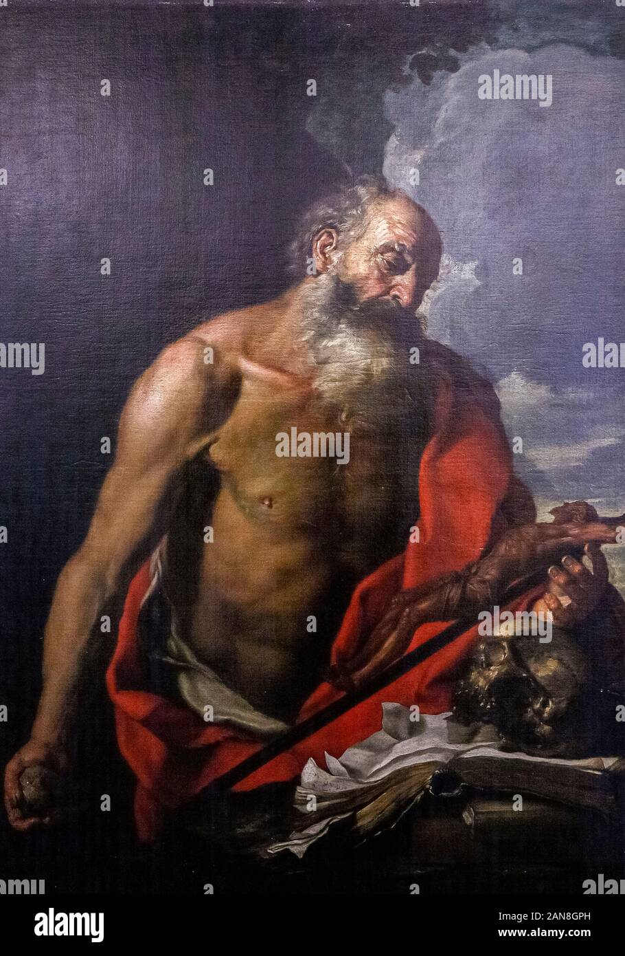 Italien Ligurien Genua: musei di Strada Nuova: Palazzo Bianco - Hendrick Van Somer - St. Jerome Stockfoto