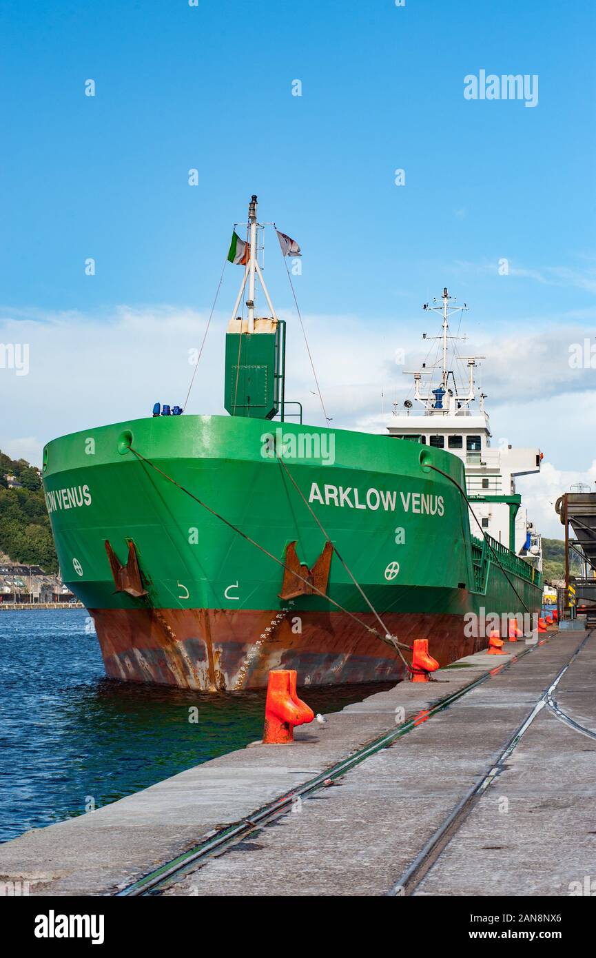 Cork City, Irland - 29. August 2012: Arklow Venus General Cargo Schiff in den Hafen von Cork city angedockt, Irland Stockfoto