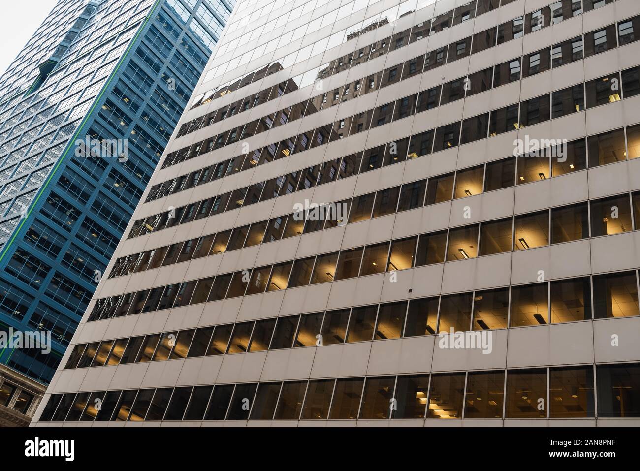 Fenster die Außenansicht der Gebäude in Chicago, IL, USA Stockfoto