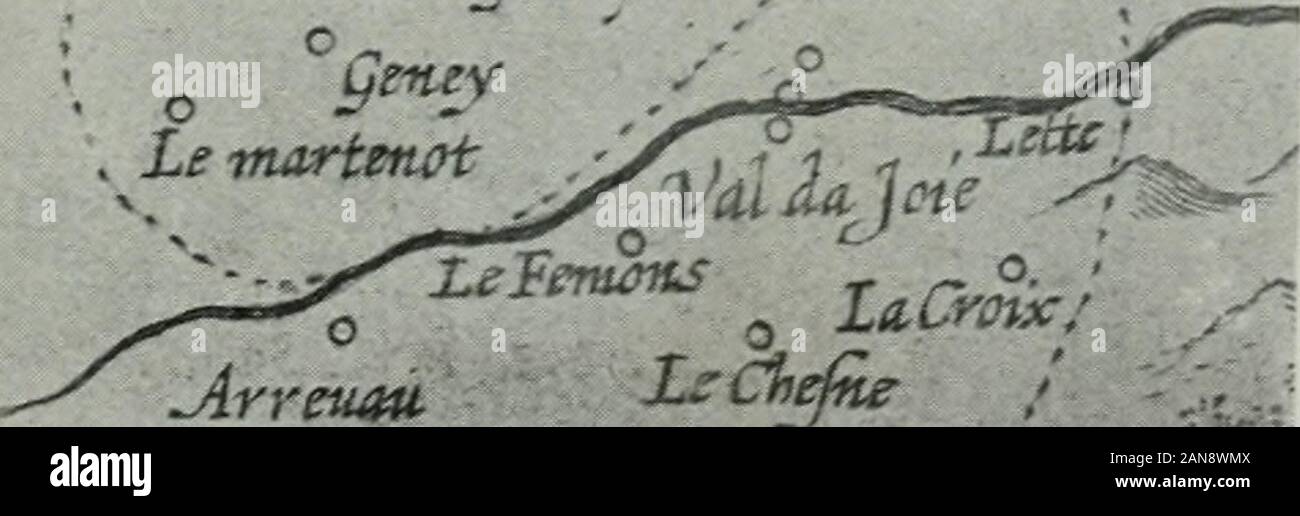 Annales de géographie. O Lemartenot Miircfiefân. LA CAKTF IJE LjChefie FRAGMENT. DE FKA. NCHF.-COMTÉ DE TISSÛT (1624). (ii-loriginal andeiir tun. Stockfoto