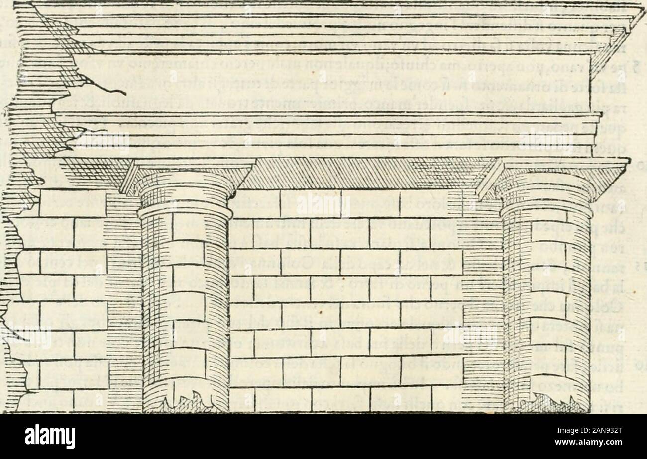 L'Architettura. ciò è Le facce, & Credo che EIO-facefsino pro efporre alpericolo delli inftrumenti, da adoperaruifi Manco fucla che epotcua. Percioche molto maggiordanno harebbonriccuuto fé Pro difgrataa fi Fulle rotta alcuna Pietra lauorata & finitadel Tutto, cheenonharcbbonoriceuuto delle incominciate eine lauorarfi: oltre Ein che Egli haueuano grandifsima auuertenzaal Tempo, percioche Altra ftagione ricerca Il murare, altra 30 ilveftirele muraglie, & altra Il ripulire. Duoifonoi modi de Vani finti; Luno è Quel-lo douele Colonne, òi pilaftri fi accodano talmente al Muro, che il Muro nenafeondevna de Stockfoto