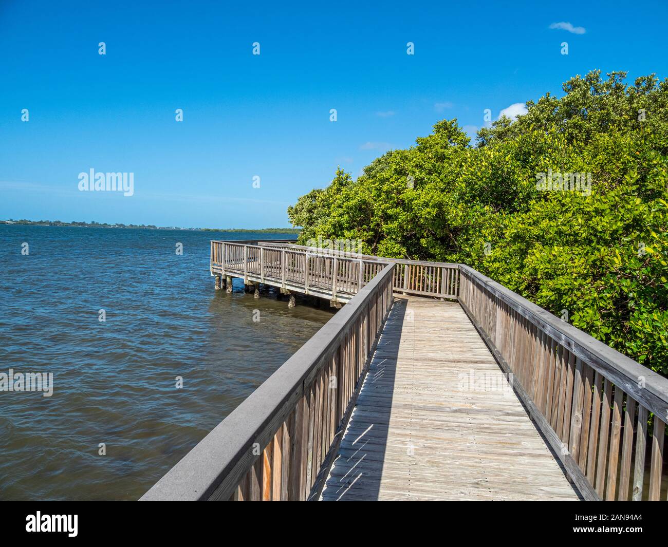 Boardwalk auf Lemon Bay Aquatic bewahren in Lemon Bay Park in Englewood, Florida, United States Stockfoto