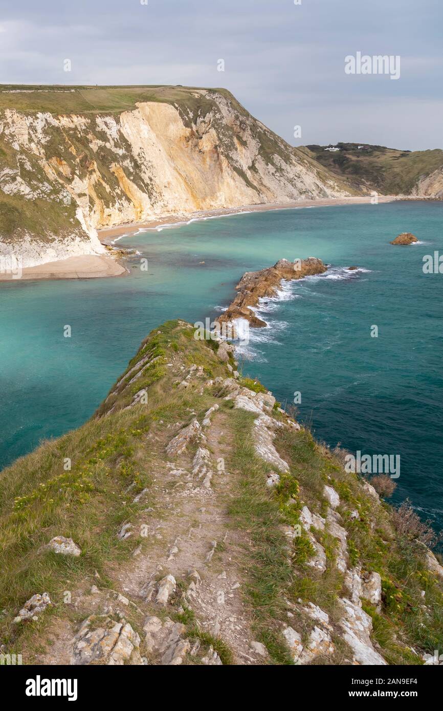 Sicht des Menschen o Krieg Strand in Dorset Stockfoto