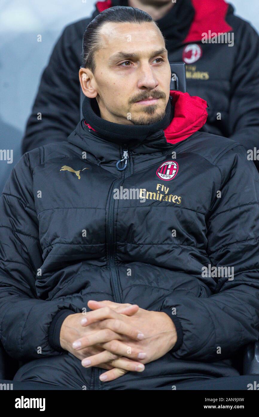 Mailand, Italien, 15. Januar, 2020. Fußball Italienische cup Mailand vs Spal. In der Foto: Zlatan Ibrahimovic. Credit: Filippo Rubin/Alamy leben Nachrichten Stockfoto