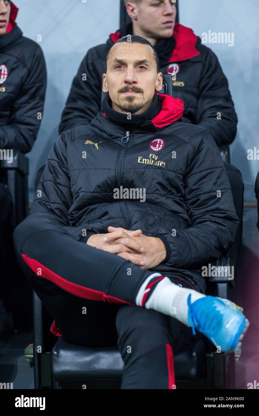 Mailand, Italien, 15. Januar, 2020. Fußball Italienische cup Mailand vs Spal. In der Foto: Zlatan Ibrahimovic. Credit: Filippo Rubin/Alamy leben Nachrichten Stockfoto