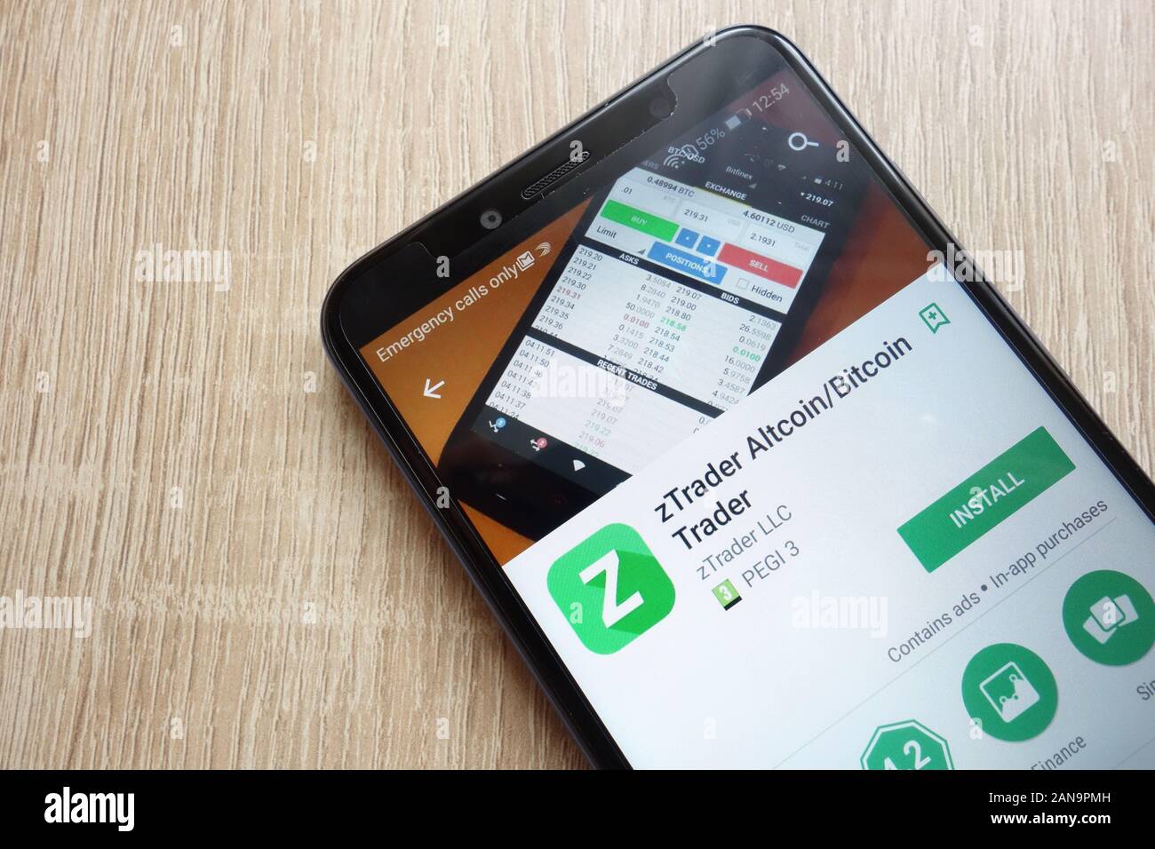 ZTrader Altcoin/Bitcoin Trader-anwendung bei Google Website spielen Store angezeigt auf Huawei Y6 2018-Smartphone Stockfoto