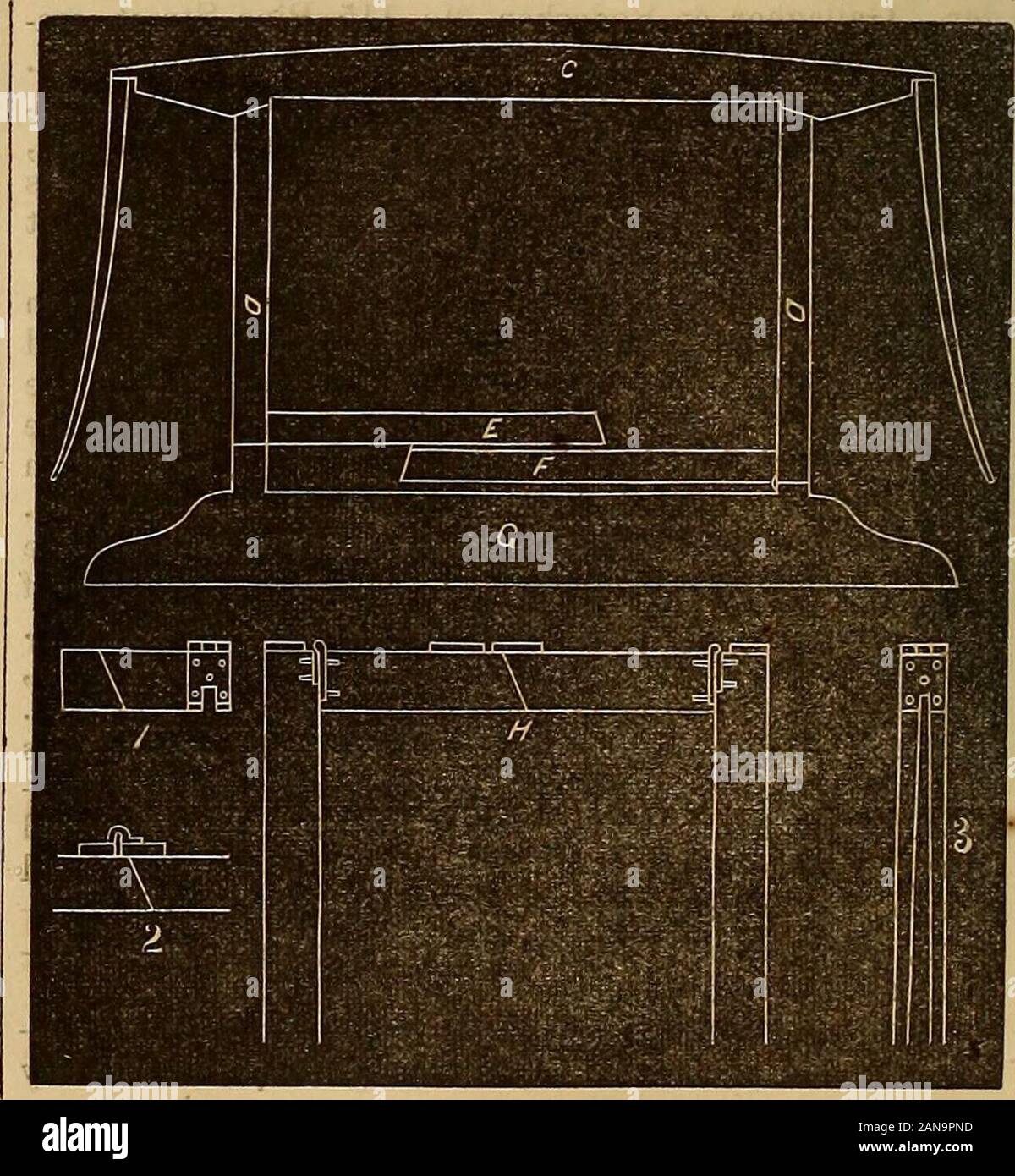 Die New York Trainer - Maker's Magazin. ght, der kann nicht - der schienenstöße und Pro-pendicular Scharniere - diese werden an die Stelle des lastbeing thehorizontal. Den oberen Teil der thediagram stellt die frontlight der Landau, mit aufund abwärts Säulen, die off-sidepillar - Gemeinsame schneiden zwei Zoll-es höher als die in der Nähe von One, sothat Beide können Ebene whendown legen wird. In diesem Teil C repräsentiert der vorderen Hoop stick, OO die nach oben und unten Säulen, EF-light Säulen nach unten; und den Zaun-Schiene. Der untere Teil der thisdiagram (H) zeigt eine newmode von Schneid- und hangingcant-Schienen, Verzicht auf theframing und Stockfoto