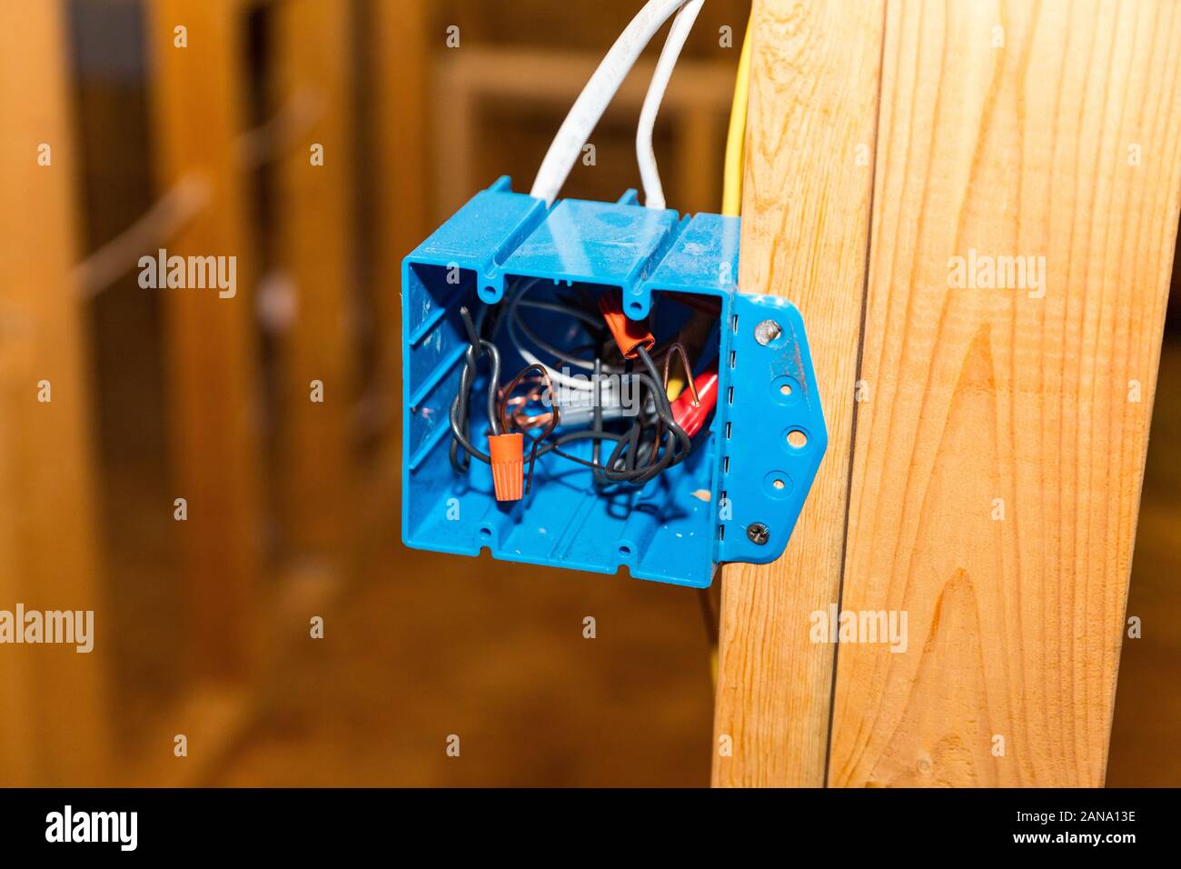 Steckdose Einfachdose während neue Konstruktion Stockfoto