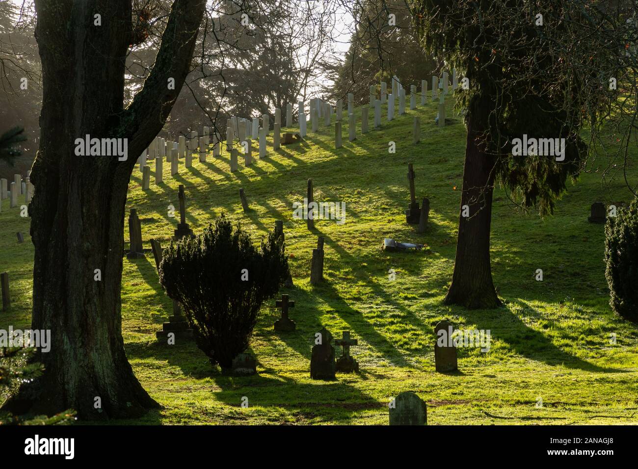 Aldershot Military Friedhof mit Gräbern der Britische und Commonwealth Soldaten und Frauen, Hampshire, Großbritannien Stockfoto