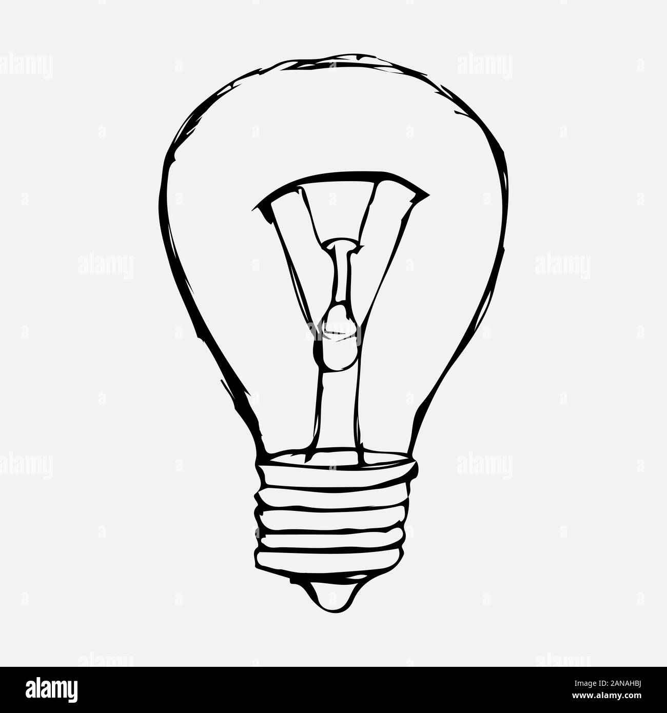 Eine Glühlampe mit der Hand auf einem weißen Hintergrund dargestellt. Stock Vektor