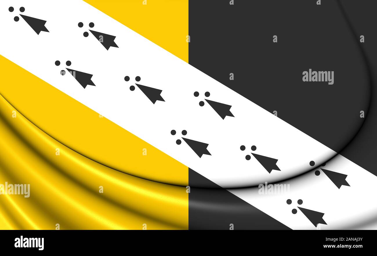 3D-Markierung von Norfolk County, England. 3D-Darstellung. Stockfoto