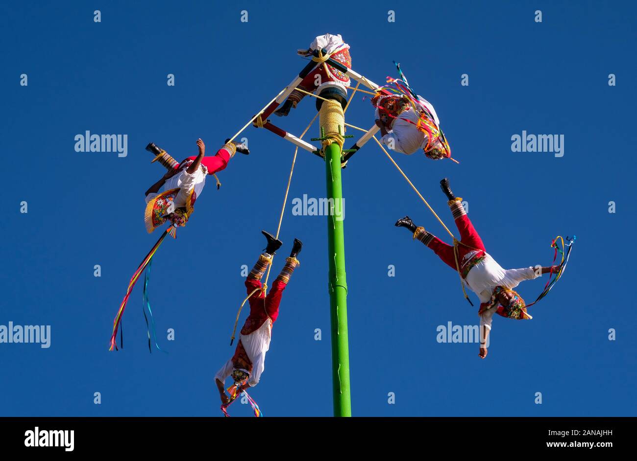 Der Tanz der Voladores in Chapala See, Mexiko Stockfoto