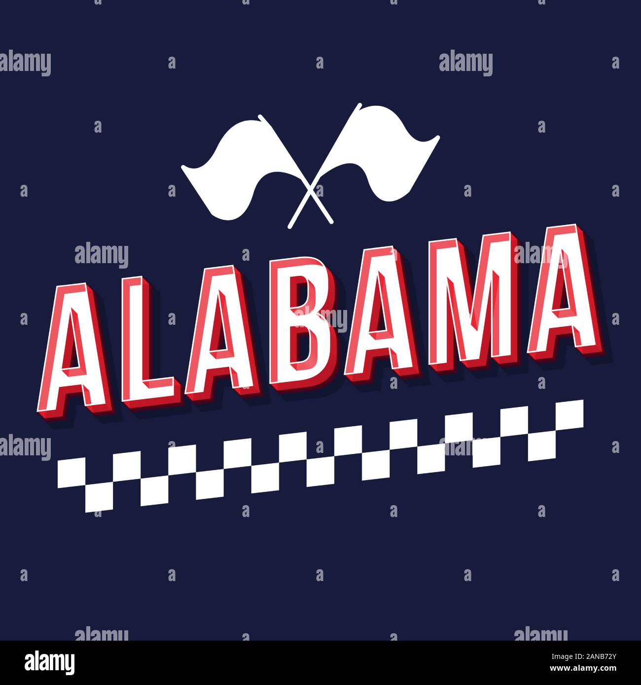 Alabama vintage 3d Vektor Schriftzug. Retro bold Font, Schrift. Pop Art stilisierten Text. Old School Style Buchstaben. 90 s, 80 s Poster, Banner, T-shirt Typo Stock Vektor