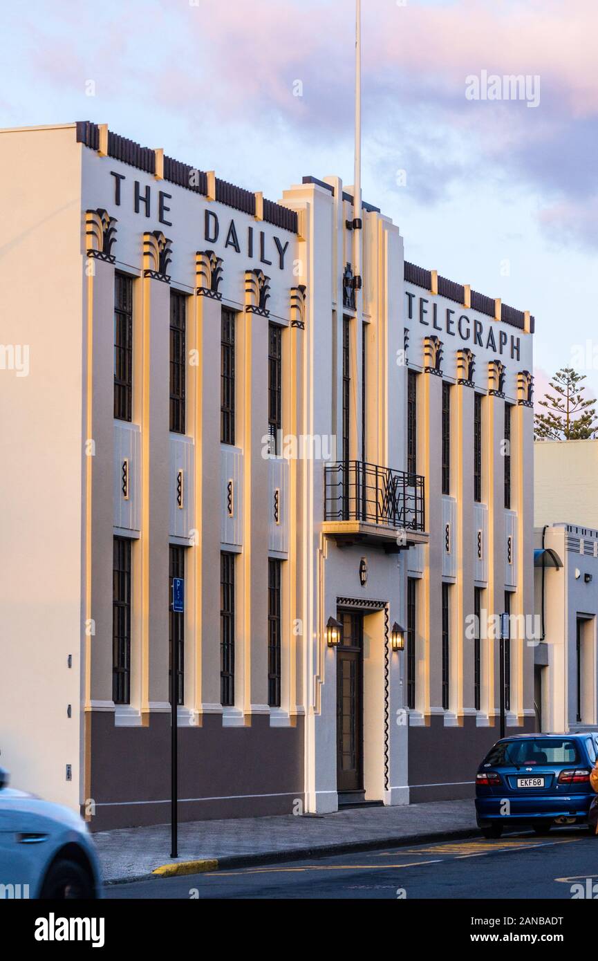 Art déco-Daily Telegraph Gebäude, von E.A. Williams, 1932, Napier, Hawke's Bay, North Island, Neuseeland Stockfoto