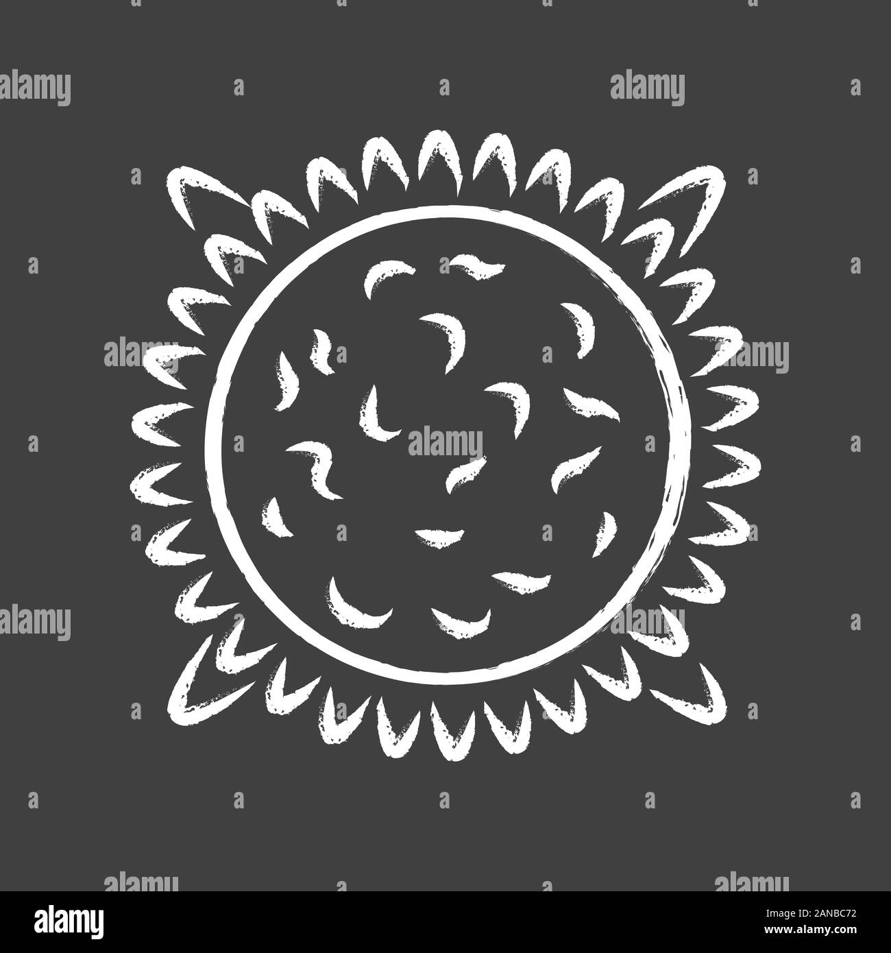 Sun chalk Symbol. Stern in Solar System Center. Heißes Plasma Kugel. Energiequelle. Die sonnenaktivität Studie. Die Erforschung des Weltraums. Astronomie, Astrophysik, Astro Stock Vektor