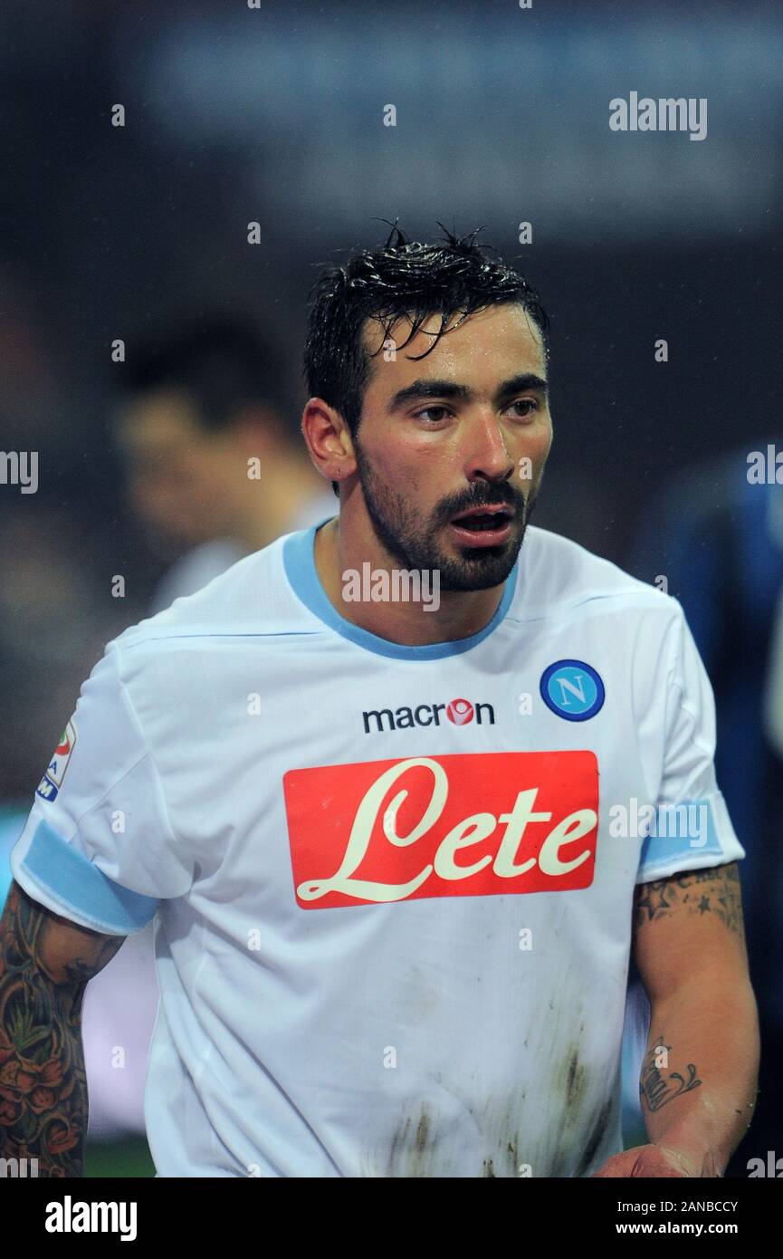 Mailand, Italien, 06. Januar 2011, 'G.' Meazza San Siro Stadion, Campionato di Calcio Seria A 2010/2011, FC Inter-SSC Napoli: Ezequiel Lavezzi vor dem Spiel. Stockfoto