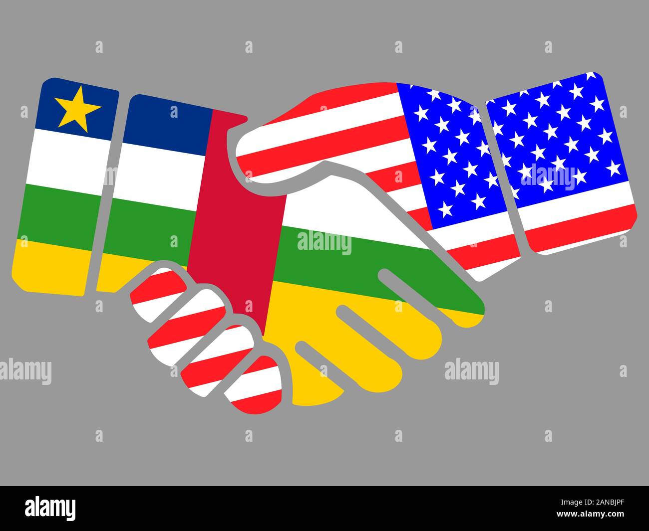 Zentralafrikanische Republik und USA Flaggen Handshake Vektor Stock Vektor