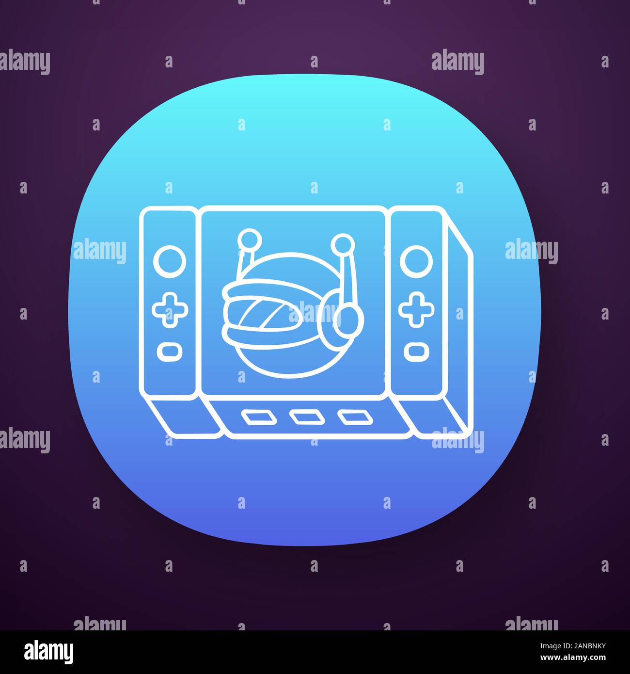 Spiel bot Symbol der App. Künstliche Intelligenz software Algorithmen. Virtuelle Realität. Non-player character. NPC. Video Spiele. UI/UX-Benutzeroberfläche. Web- oder Stock Vektor