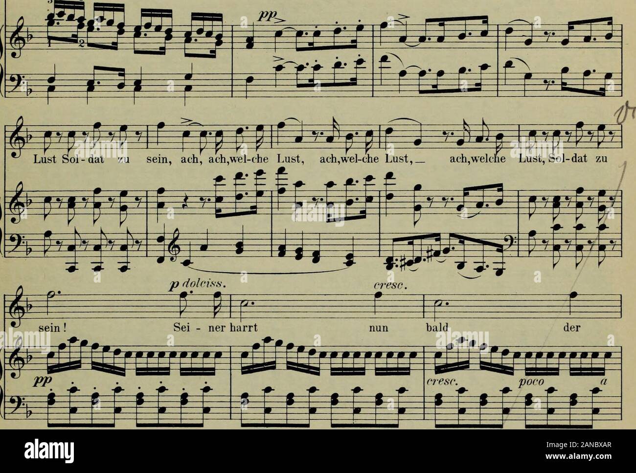 Die weiße Dame = La Dame Blanche: komische Oper. ^r = 4 p p i r - trjL-Li r r r p r J Jpr-Py Für-sten, demStaa-te al-lein; und ver-lässt mit leich- tem Blu-te sterben Ge-frr cf-F a-rirfm^W^fi^^^ f ^^g? Ein m^SB I&gt; h lt r r r rlrr ich Edition Peters. 7268 lieb-te, eilt in der Hei-den Reihn, ach, Aeh, wel-che Lust, ach, wel-che Lust, ach, wel-che. * GEÜ p-PP-Pir r*p-Pir^ Frie-de fuhrt zum Glü-- cke, führt zur Hei-f-Math freu Zuchwil. freund-lith ihn zu Stockfoto