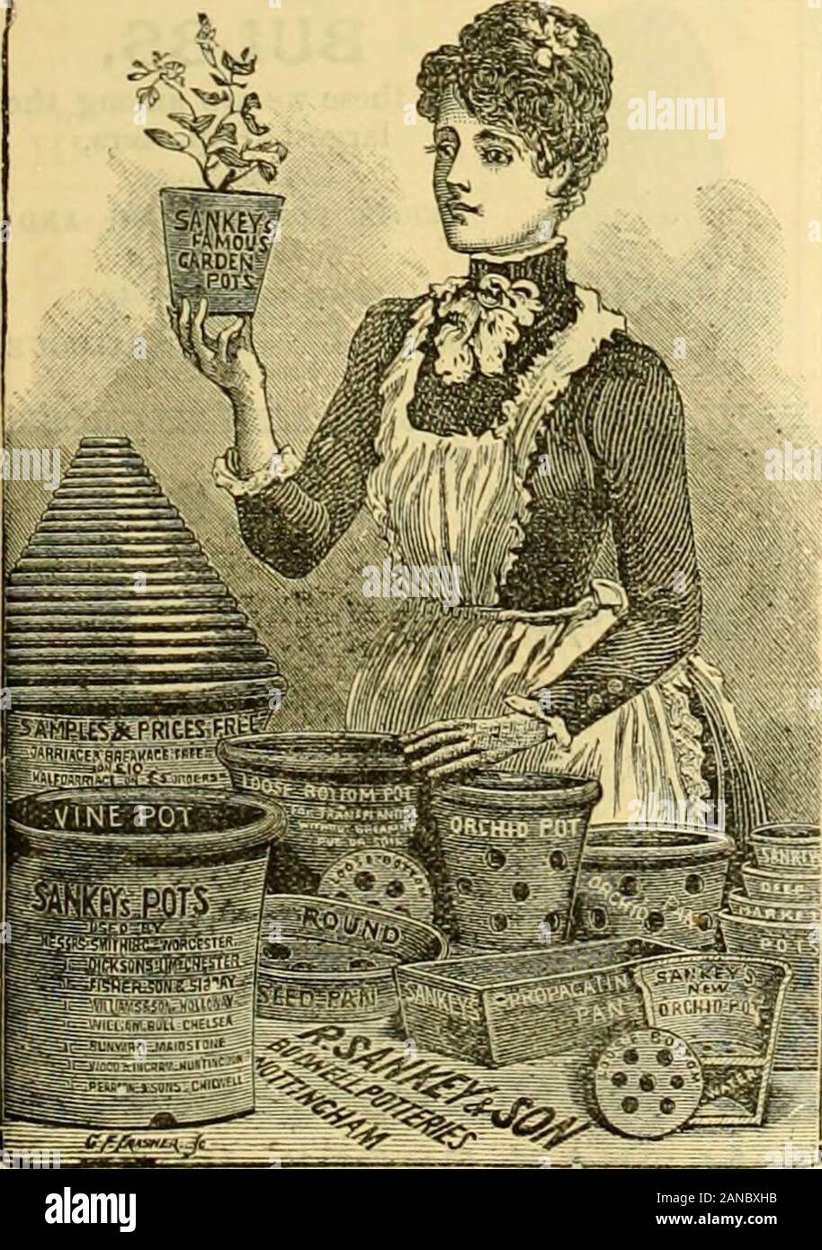 Die Gärtner' Chronik: Eine wöchentliche Illustrierte Zeitschrift über Gartenbau und verwandte Themen. Superior tragbaren Rahmen, große Sto. k zum sofortigen Einsatz bereit, gut gemacht, lackiert vier Mäntel, glasiert mit 21-oz. Glas, Franko: - 1 - Lieht Rahmen, 4X 1? 36 ff. (W.; 2-Light Frame, 6x8. 58 j. : 3-Light Frame, 12 x 6, 85*. 6 uf. Span-Dach Frames, 12 x 4, 4 £ 7 s. Gil. ?, 9 x 5, 3 £ 15 s.; Gsrtar ^m LEICESTER HARDY BRUIN * C0 "Russland Matten. - Bast. Erzengel Matten und alle Arten von Petersburg MATSimported direkt, und an den Großhandel nur geliefert, atmuch niedrigere Preise als jede andere Firma. MARENDAZ & FISHER, Stockfoto