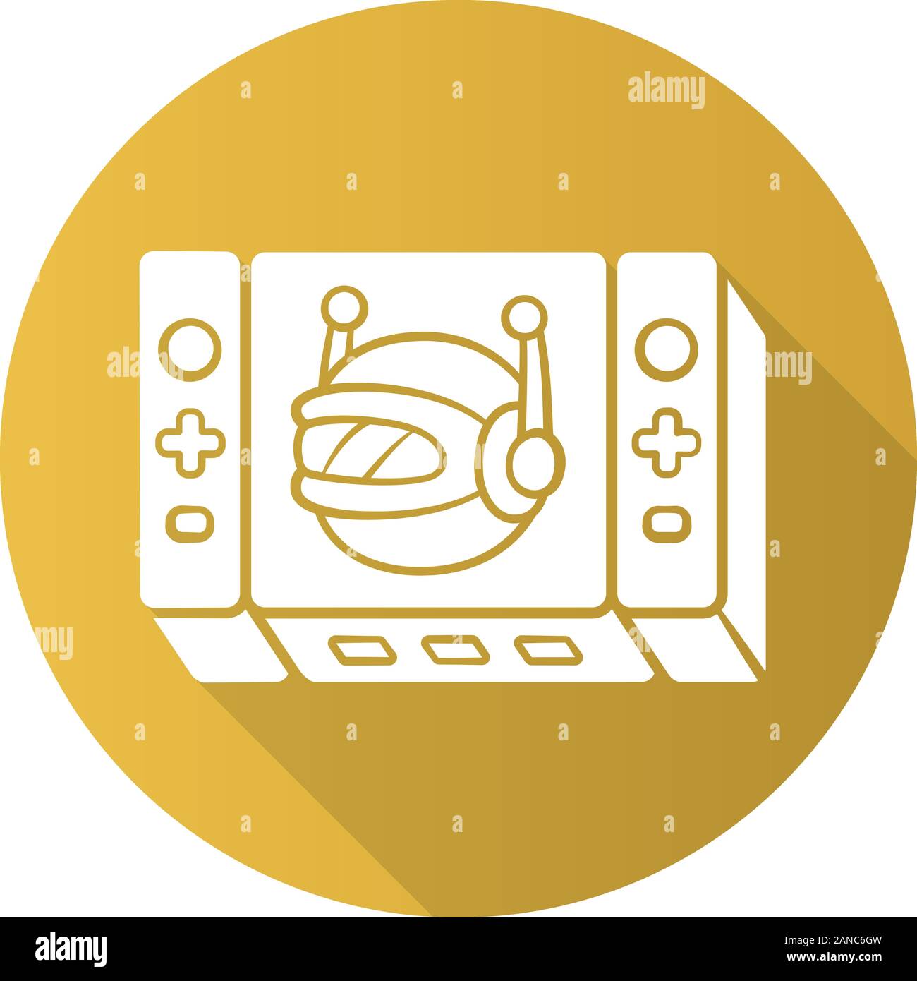 Spiel bot flache Bauweise lange Schatten glyph Icon. Künstliche Intelligenz software Algorithmen. Online Spiel. Virtuelle Realität. Non-player character. NPC. Vid Stock Vektor