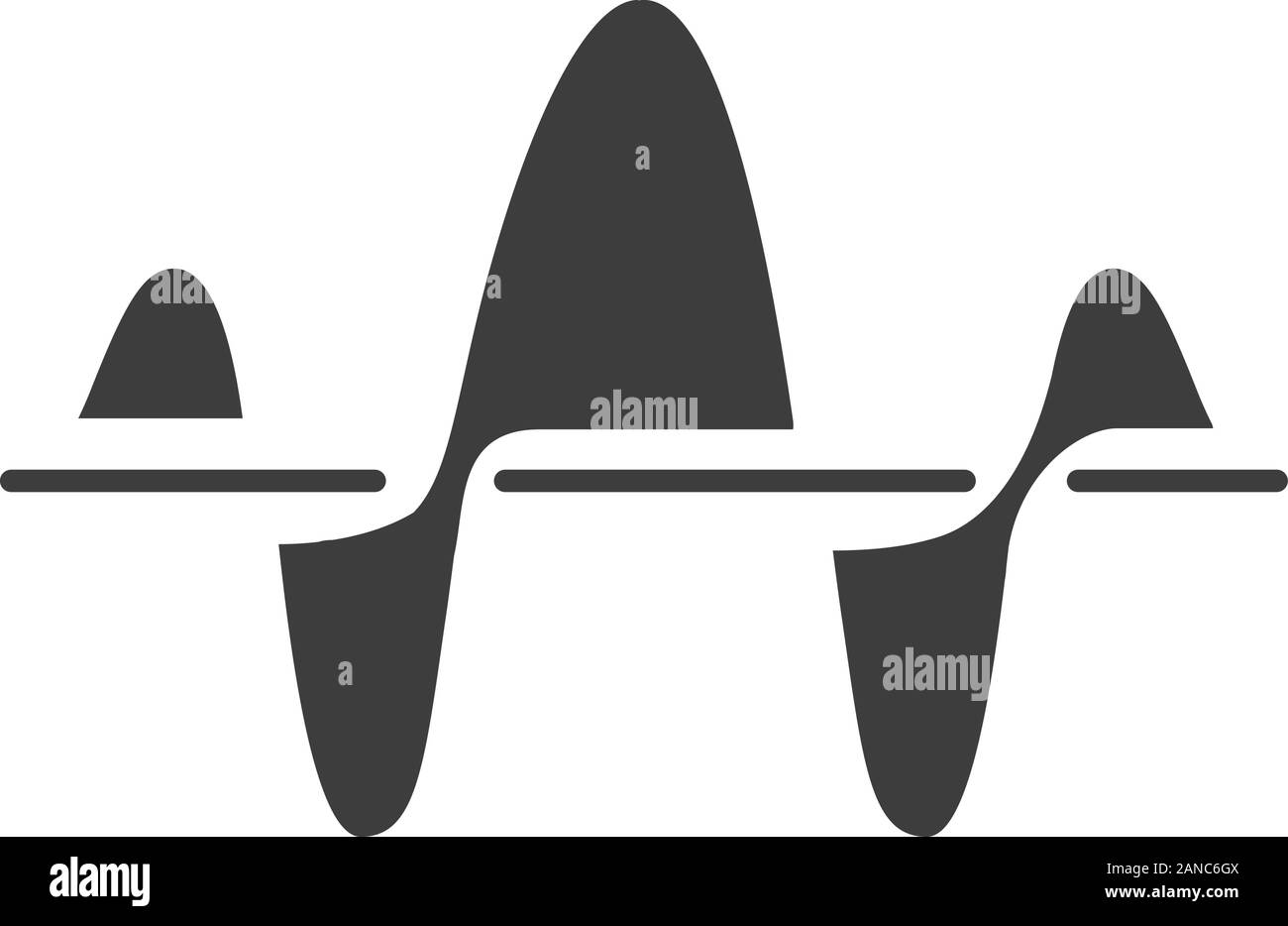 Soundwave glyph Icon. Silhouette Symbol. Funktion und Achse. Musik Rhythmus Frequenz. Digital Sound, Audio wave. Voice Recording, Radio Signal unterzeichnen. Neg Stock Vektor