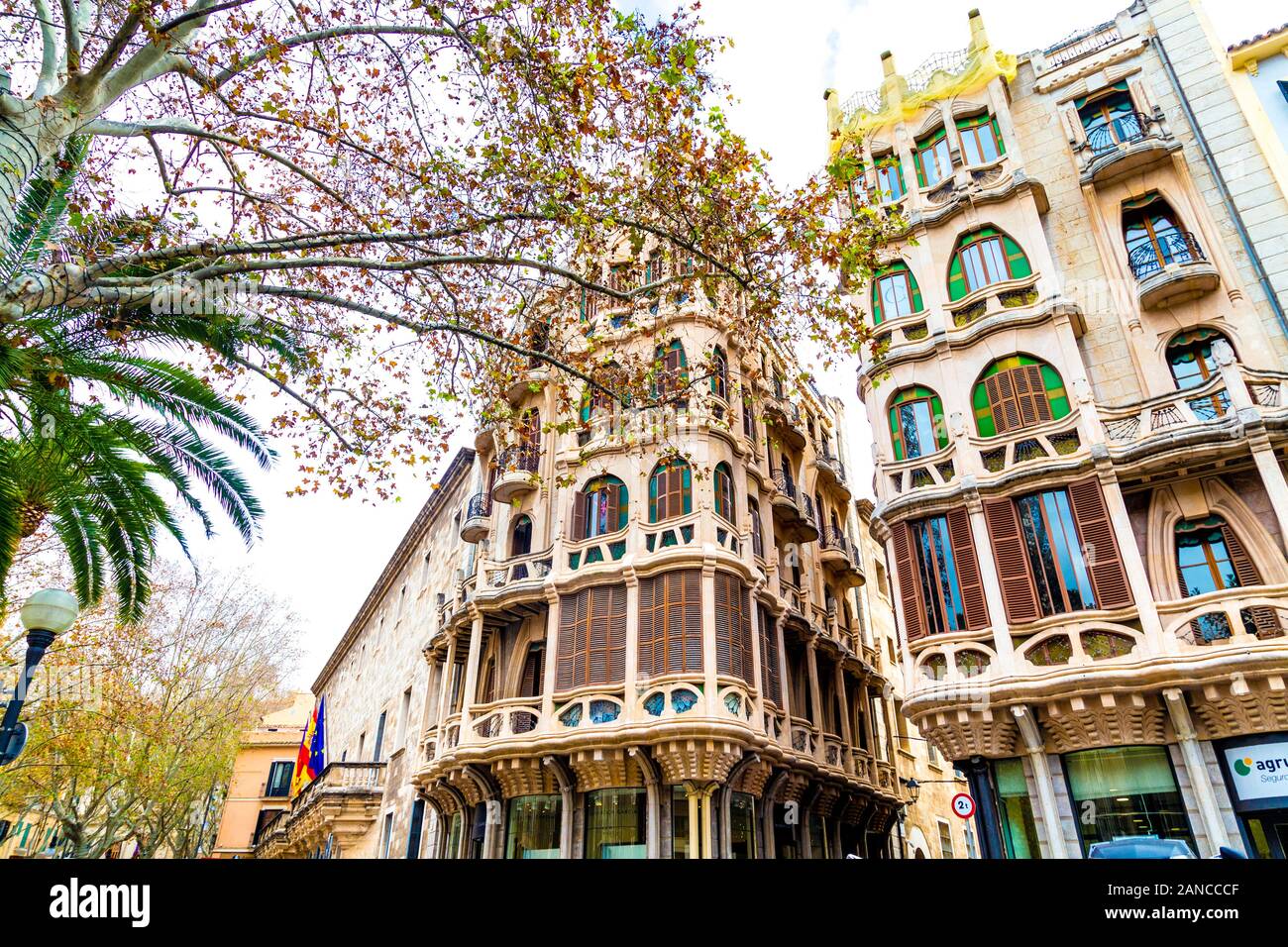 Historisches Jugendstil Wohnung Gebäude kann Casasayas, Mallorca, Spanien Stockfoto