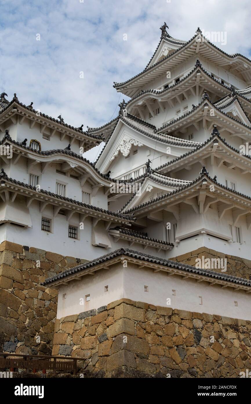 Große Fotos der Himeji Schloss oder Burg Weissreiher (Shirasagijo), einem UNESCO-Weltkulturerbe in HImeji in Japan. Stockfoto