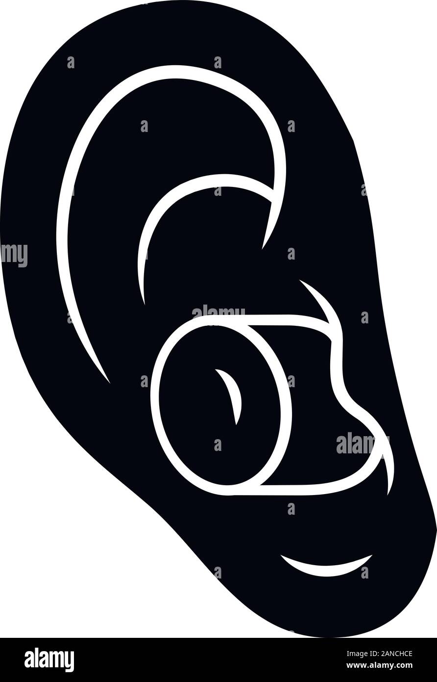 Ohrhörer mit Geräuschminimierung glyph Icon. Silikon, Schaum Sicherheit Ohrstöpsel. Lärmschutz Werkzeug. Schlafen Zubehör. Flugreise los. Silhouette Symbo Stock Vektor