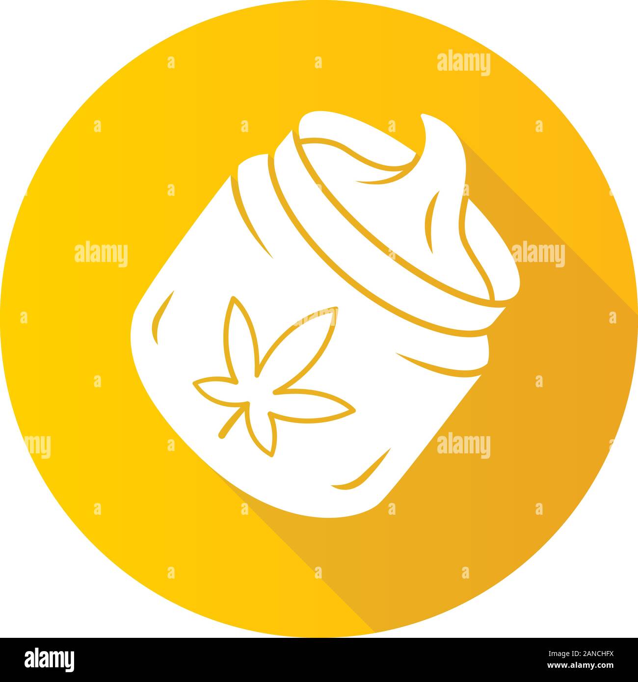 Hanf Creme flache Bauweise lange Schatten glyph Icon. Cannabis kosmetische Produkt. Ganja Vertrieb und Verkauf. Jar von Unkraut Lotion. Marihuana Legalisierung. Pha Stock Vektor