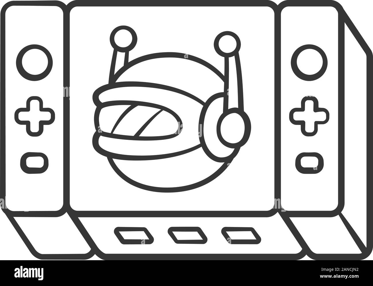 Spiel bot lineare Symbol. Künstliche Intelligenz software Algorithmen. Virtuelle Realität. Non-player character. NPC. Dünne Linie Abbildung. Kontur Symbol. Stock Vektor