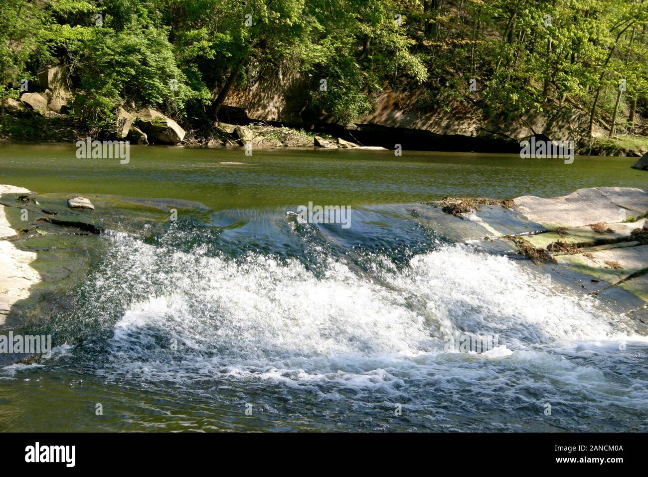 Der Rocky River in Olmsted Falls, Ohio, USA Stockfoto