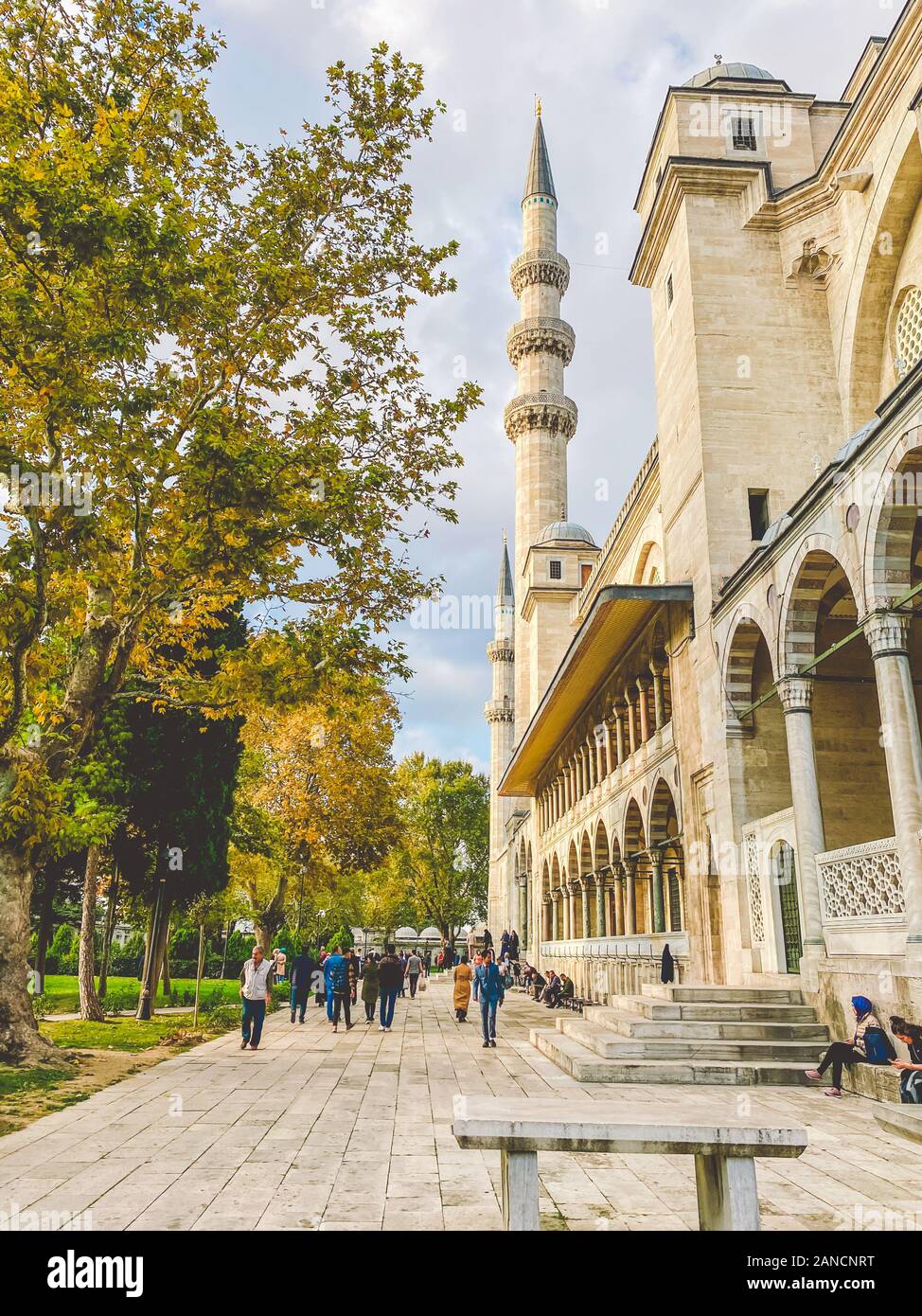 Süleymaniye Moschee. Süleymaniye Camii. Minarett, das Marmarameer. Sulaymaniye Moschee außen Türkei Oktober 29, 2019, Istanbul. Süleymaniye Camii am meisten Stockfoto