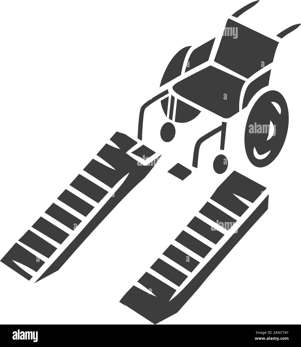 Rollstuhlrampe glyph Icon. Gerät für körperlich behinderte Menschen. Transport im städtischen Umfeld. Manuellen Rollstuhl. Silhouette Symbol. Negativ Stock Vektor