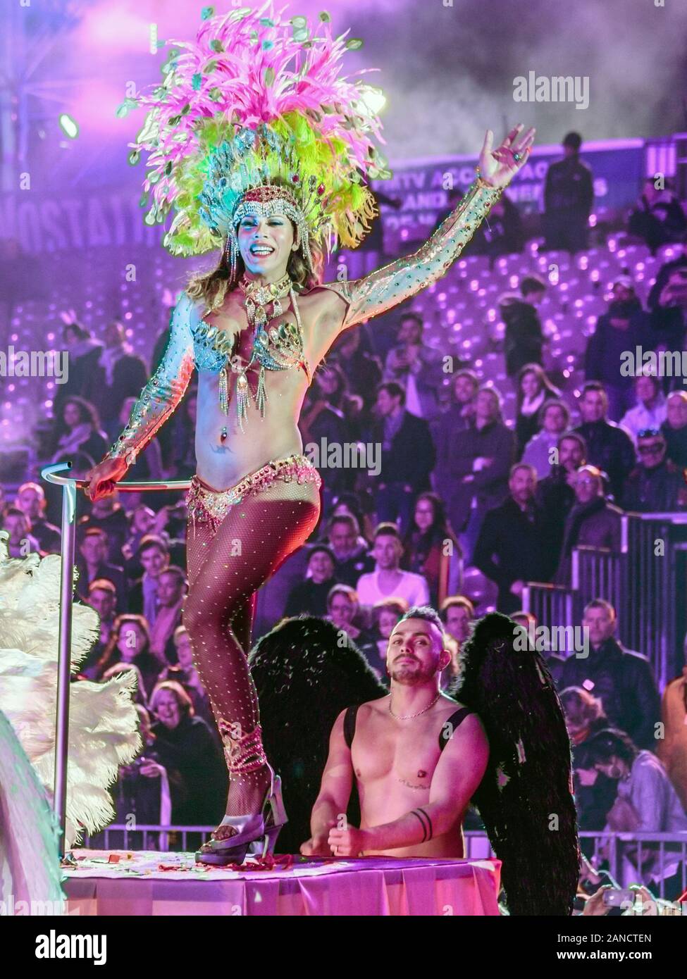 Lou Queernaval, Frankreichs erster schwuler Karneval und Teil des berühmten Karnevals von Nizza. Französische Riviera, Cote d'Azur, Frankreich. Stockfoto