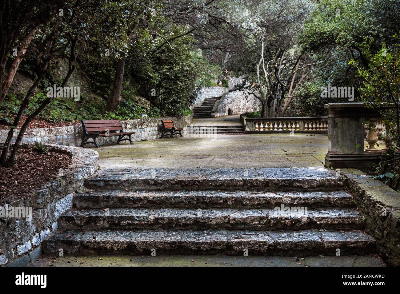 Castle Hill, Historischer Park, Nizza, französische Riviera, Cote d'Azur, Frankreich. Stockfoto