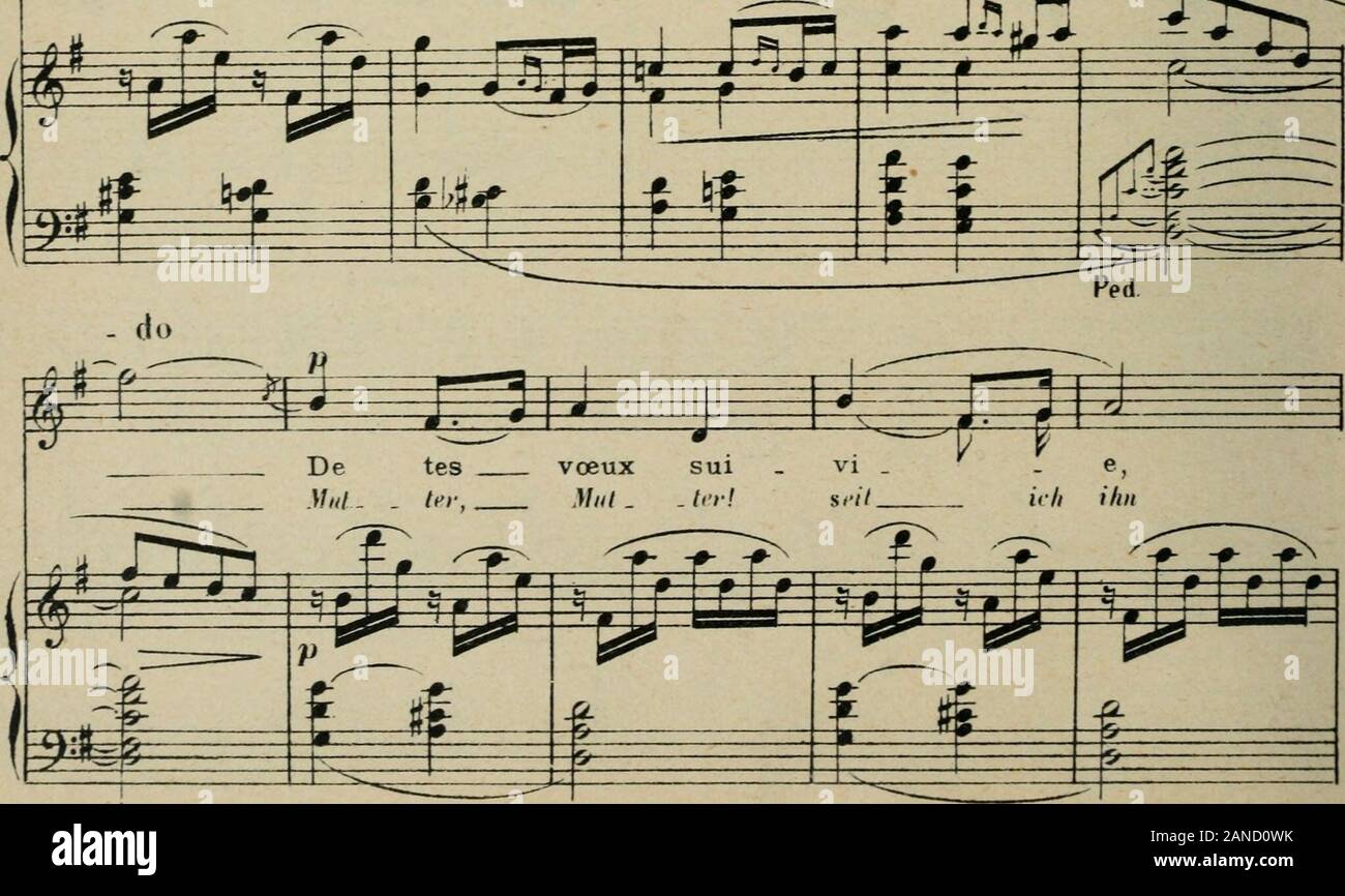 50 mélodies: chant et piano. Ich^]? J, J; j. I J ^^Ri Uv "J.-III-t =^ Tout lamour Quil a Pour Moi, Moubli. Er"/!&lt;/dich kiis-sen^ iric 23.38.39 Äh, wir 23.38.39 Äh, enjrir toi! Ev "^^1^^". 65^^^=F^m Là - mir qui, Sou. vrant au jour, Te de dic/i ytinz, dass du Stockfoto